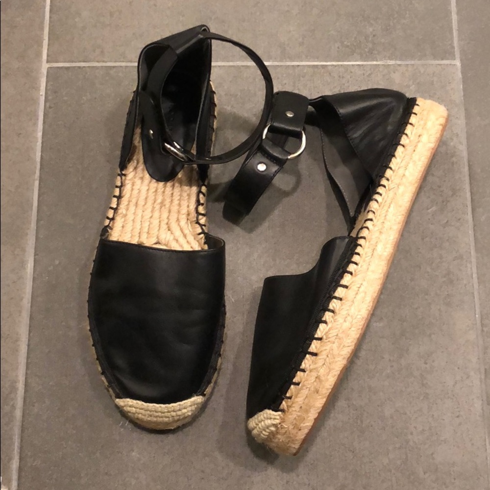 Rebecca Minkoff black leather espadrilles